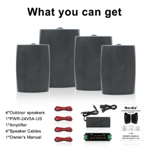 Herdio 800W With Amplifier Wall Mount Speakers For Patio