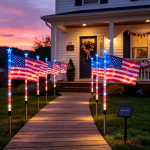 8 Pack Solar American Flag Lights Outdoor